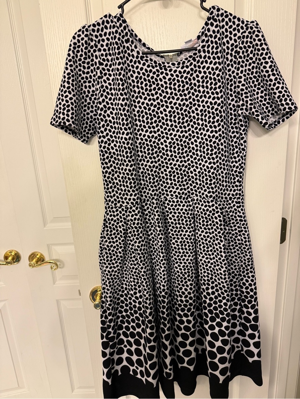 LuLaRoe Black and White Polka Dot Midi Dress